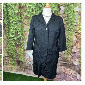 MARINA RINALDI Black Brocade Two-Piece Suit, 29 (US 20)